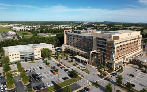 Aerial photo of Mercy Hospital in Rogers, Arkansas