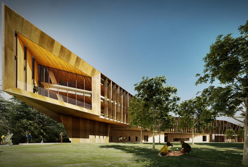 Rendering of the new HWHI building from the outside.